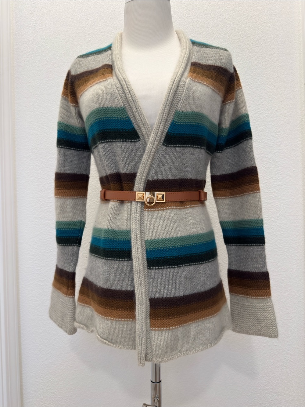 Vince 100% Cashmere Striped Cardigan Sweater M As Seen On Big Bang Theory Penny - Picture 14 of 16